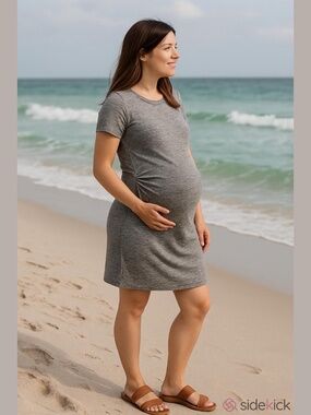 Ripe Maternity Heather Gray Knit Side Twist Bodycon Dress size XS
